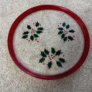 Gorham ‘Festive Holly’ Glass Tray